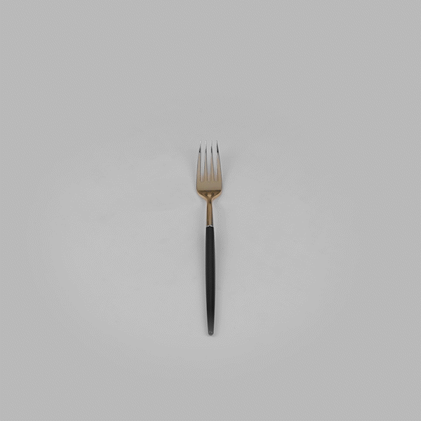 Moderna Gold Plastic Fork - with Black Handle - 7 1/2" - 500 count box