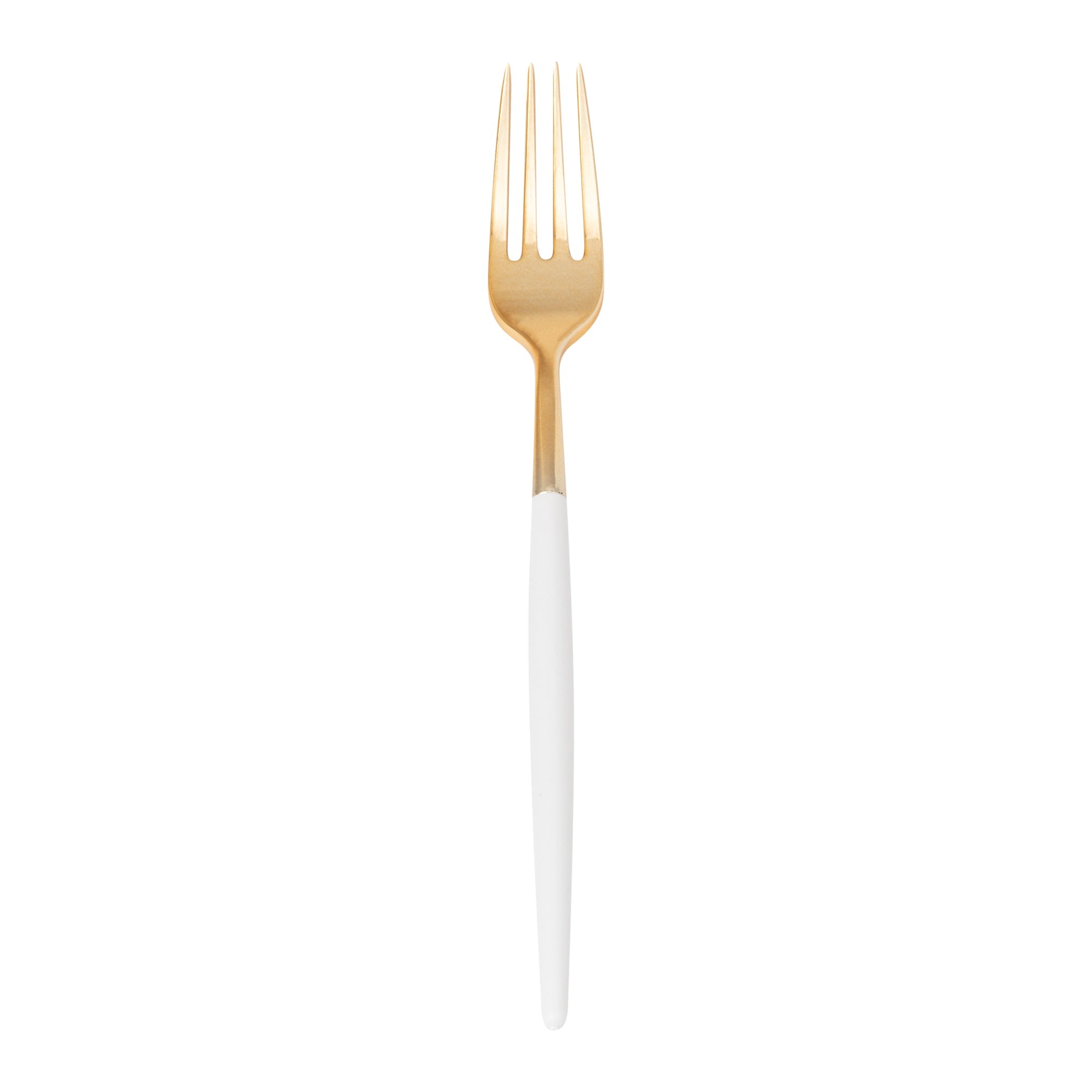 Moderna Gold Plastic Fork - with White Handle - 7 1/2" - 50 count box