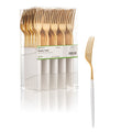 Moderna Gold Plastic Fork - with White Handle - 7 1/2" - 50 count box