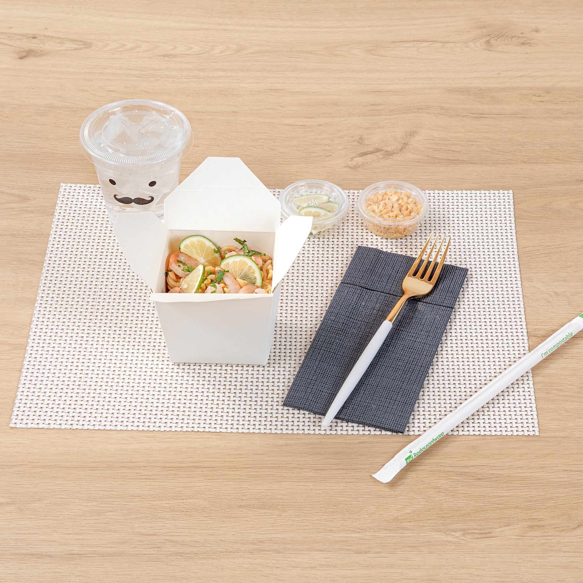 Moderna Gold Plastic Fork - with White Handle - 7 1/2" - 50 count box