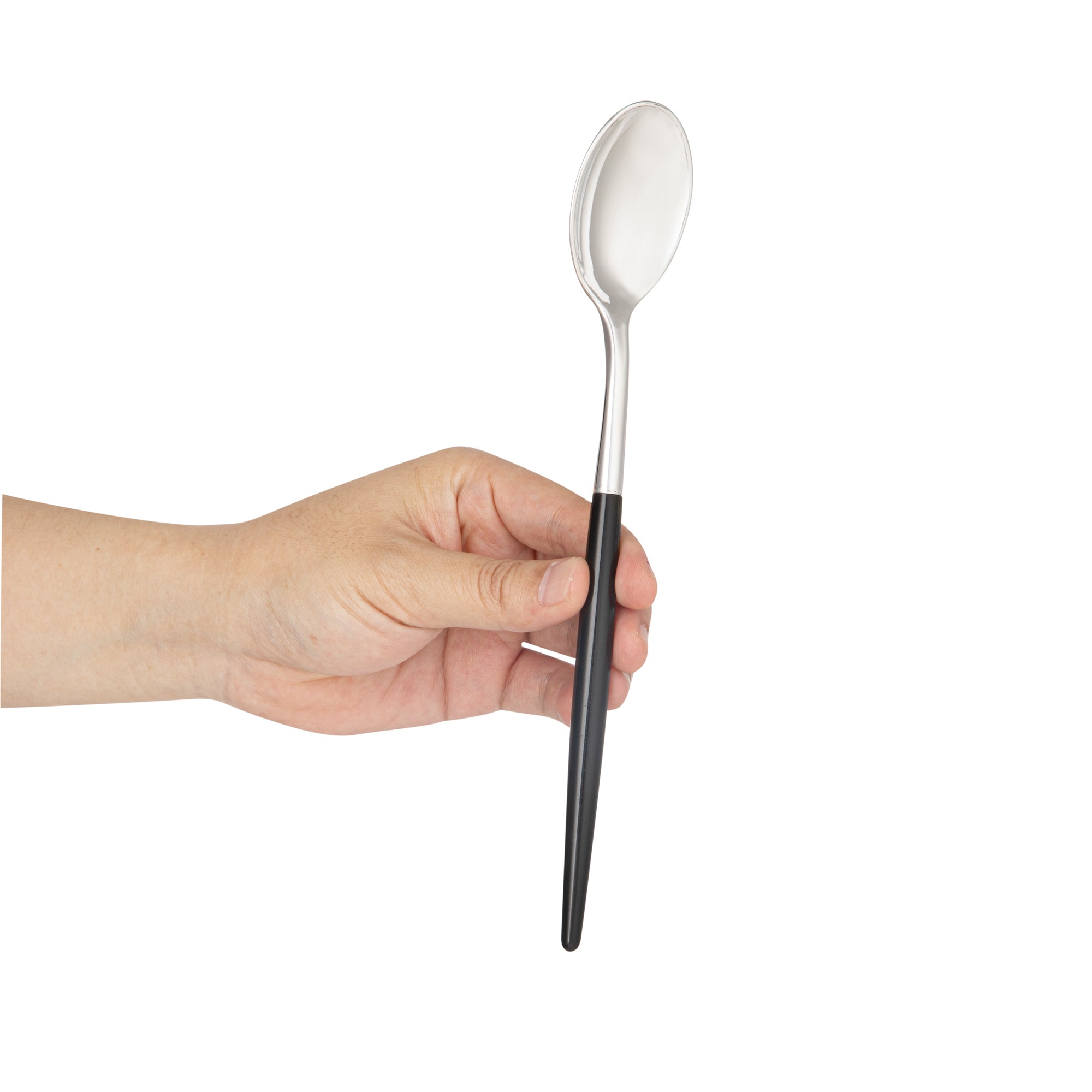 Moderna Silver Plastic Spoon - with Black Handle - 7 3/4" - 50 count box