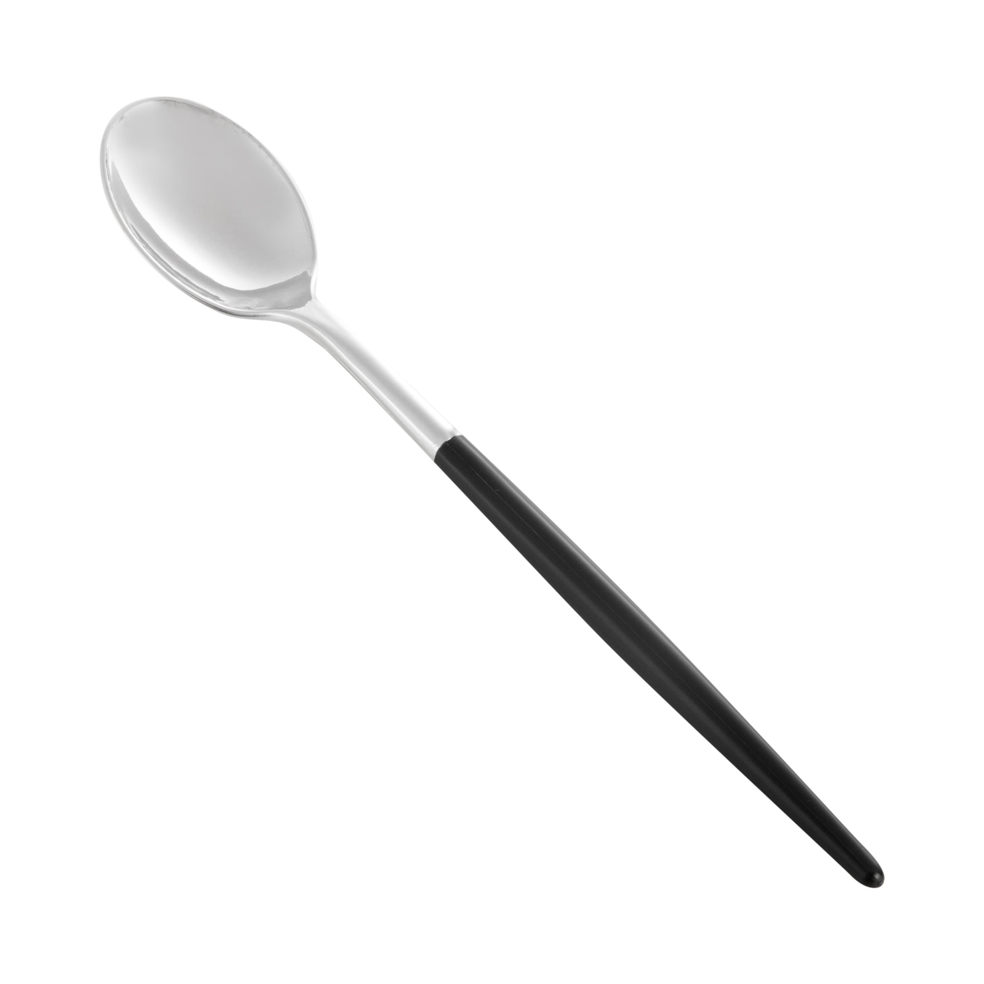 Moderna Silver Plastic Spoon - with Black Handle - 7 3/4" - 50 count box