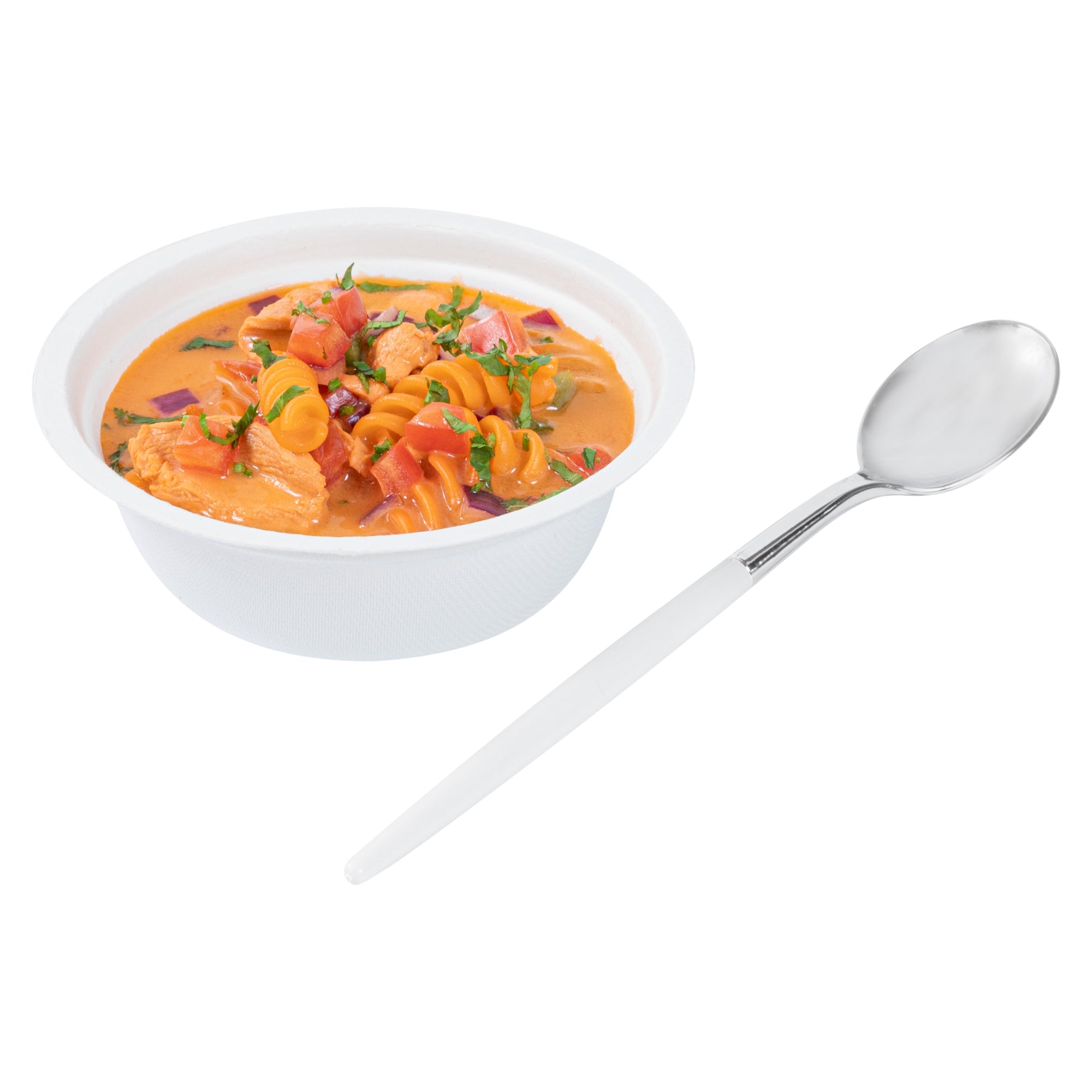 Moderna Silver Plastic Spoon - with White Handle - 7 3/4" - 50 count box