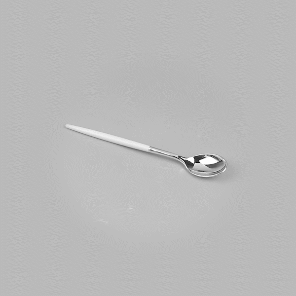 Moderna Silver Plastic Spoon - with White Handle - 7 3/4" - 50 count box