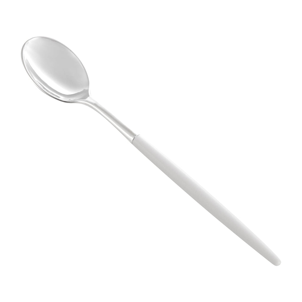 Moderna Silver Plastic Spoon - with White Handle - 7 3/4" - 50 count box
