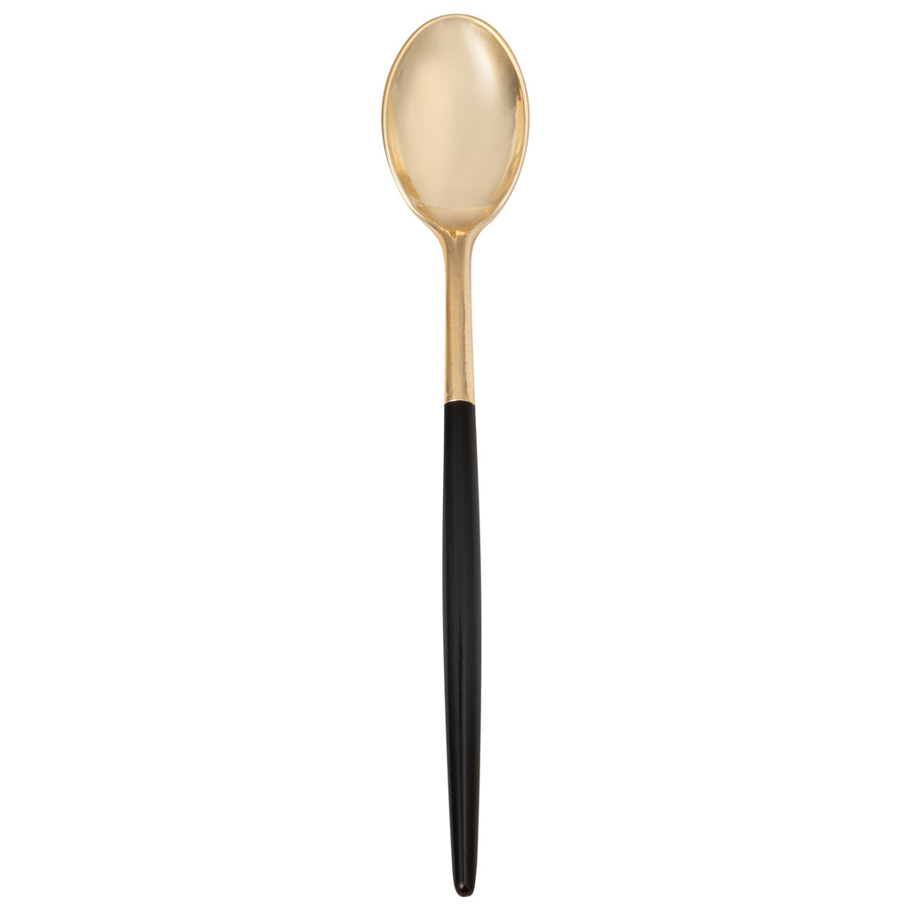 Moderna Gold Plastic Spoon - with Black Handle - 7 3/4" - 50 count box