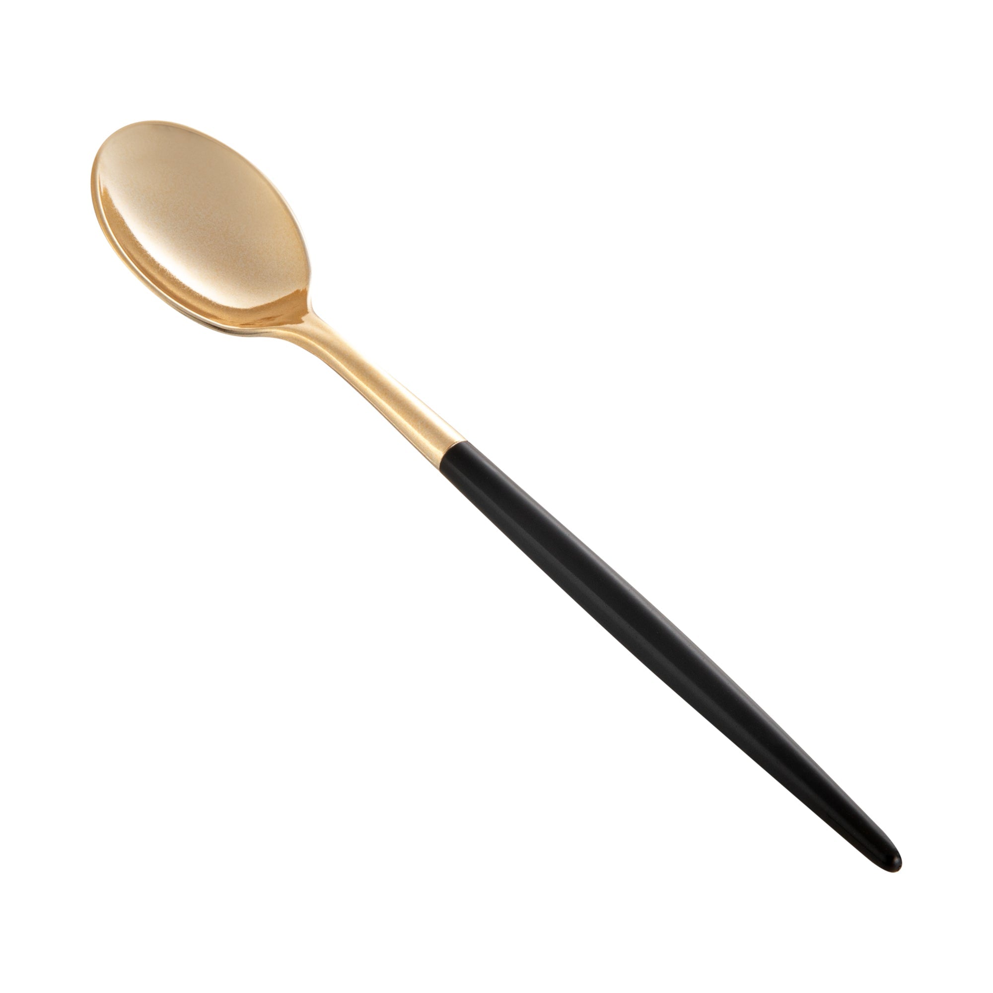 Moderna Gold Plastic Spoon - with Black Handle - 7 3/4" - 50 count box