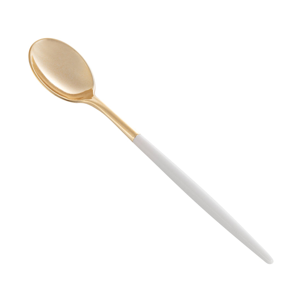 Moderna Gold Plastic Spoon - with White Handle - 7 3/4" - 50 count box