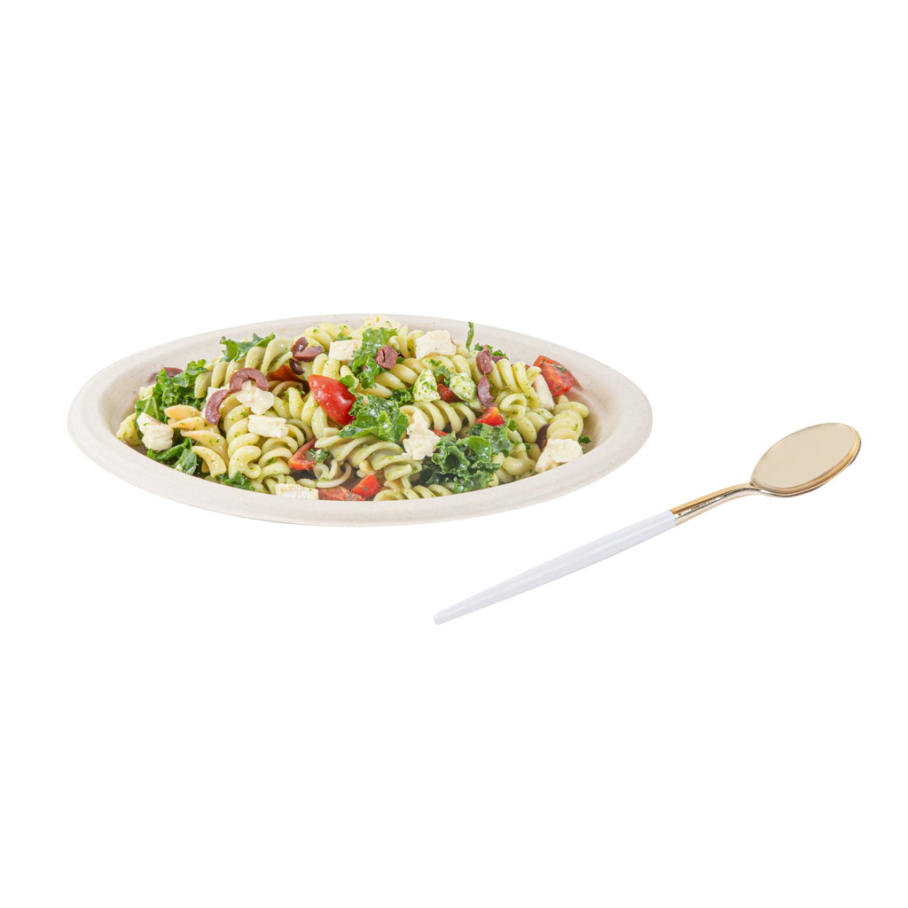 Moderna Gold Plastic Spoon - with White Handle - 7 3/4" - 500 count box