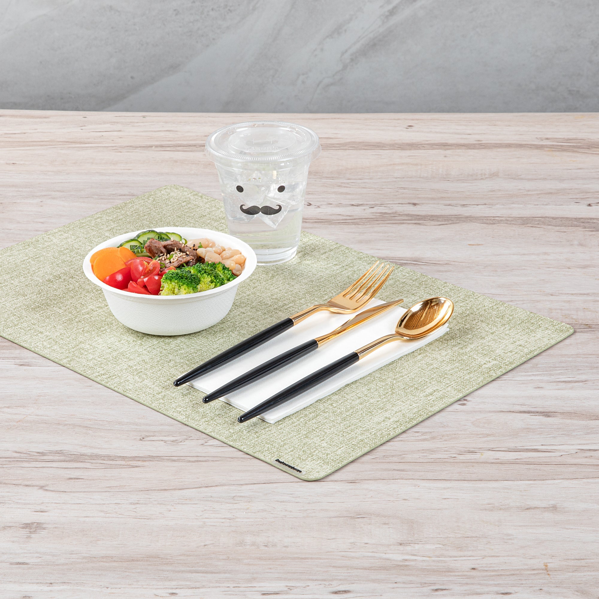 Moderna Gold Plastic Cutlery Set - with Black Handle - 7 1/2" - 60 count box