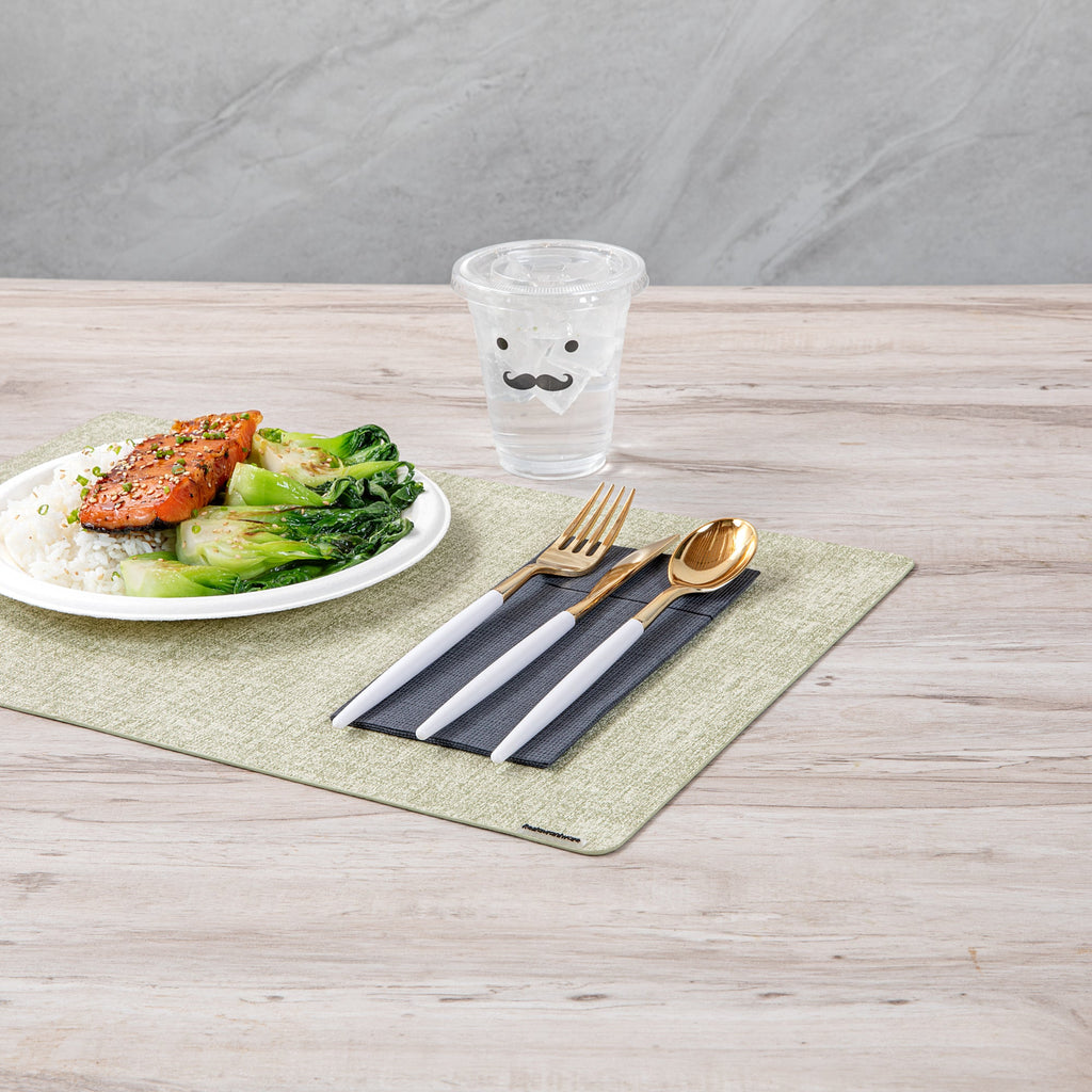 Moderna Gold Plastic Cutlery Set - with White Handle - 7 1/2" - 60 count box