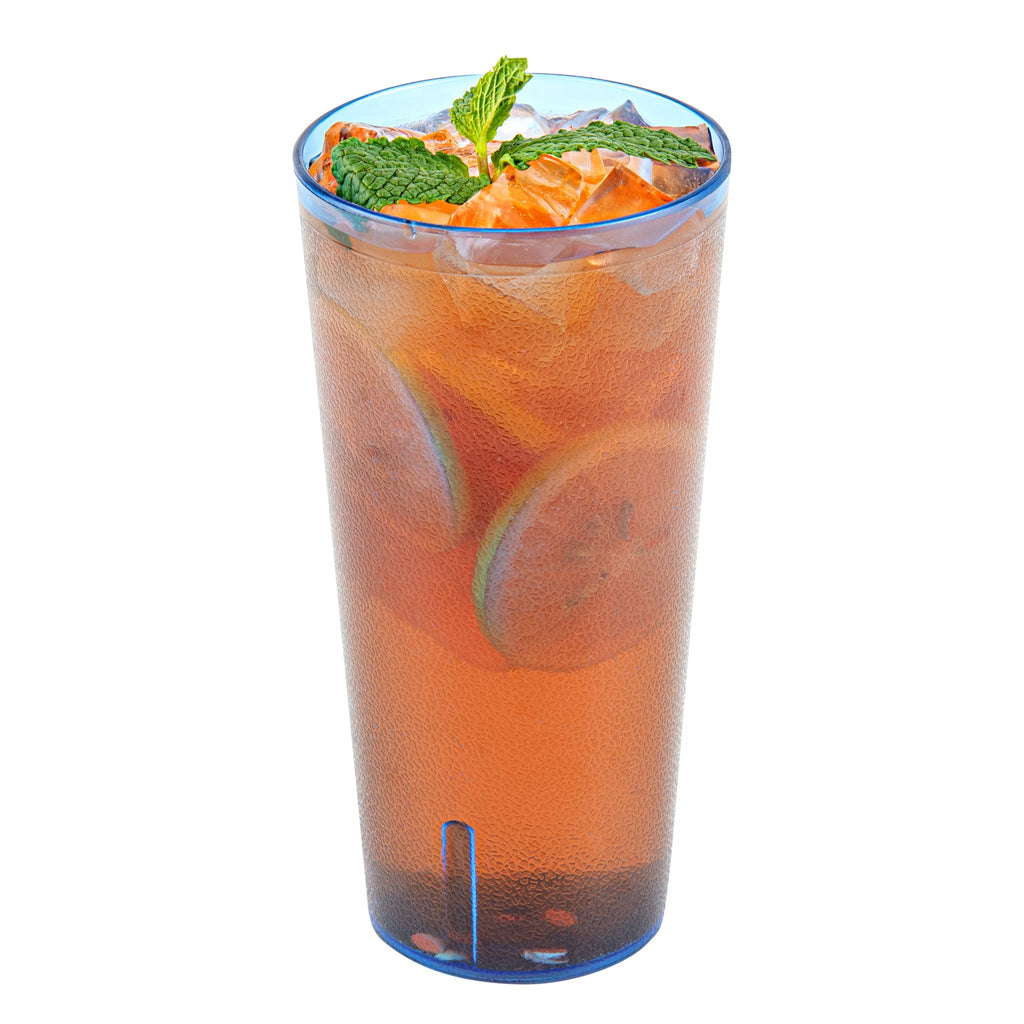 Bev Tek 24 oz Blue SAN Plastic Tumbler - Pebbled - 3 1/2" x 3 1/2" x 7" - 10 count box
