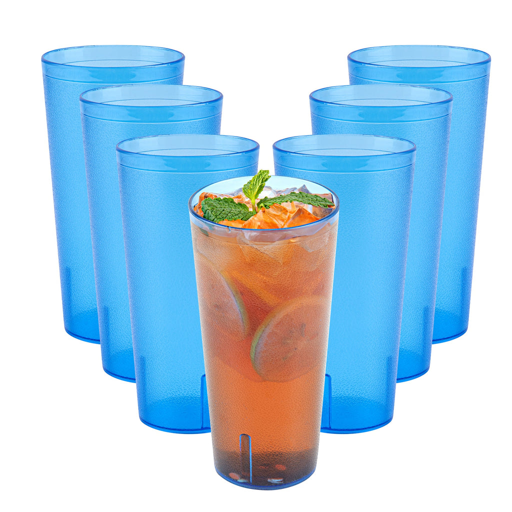 Bev Tek 24 oz Blue SAN Plastic Tumbler - Pebbled - 3 1/2" x 3 1/2" x 7" - 50 count box