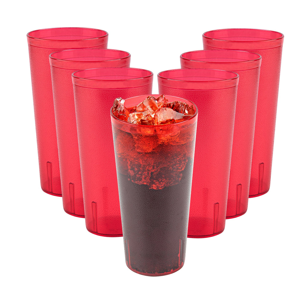 Bev Tek 24 oz Red SAN Plastic Tumbler - Pebbled - 3 1/2" x 3 1/2" x 7" - 10 count box