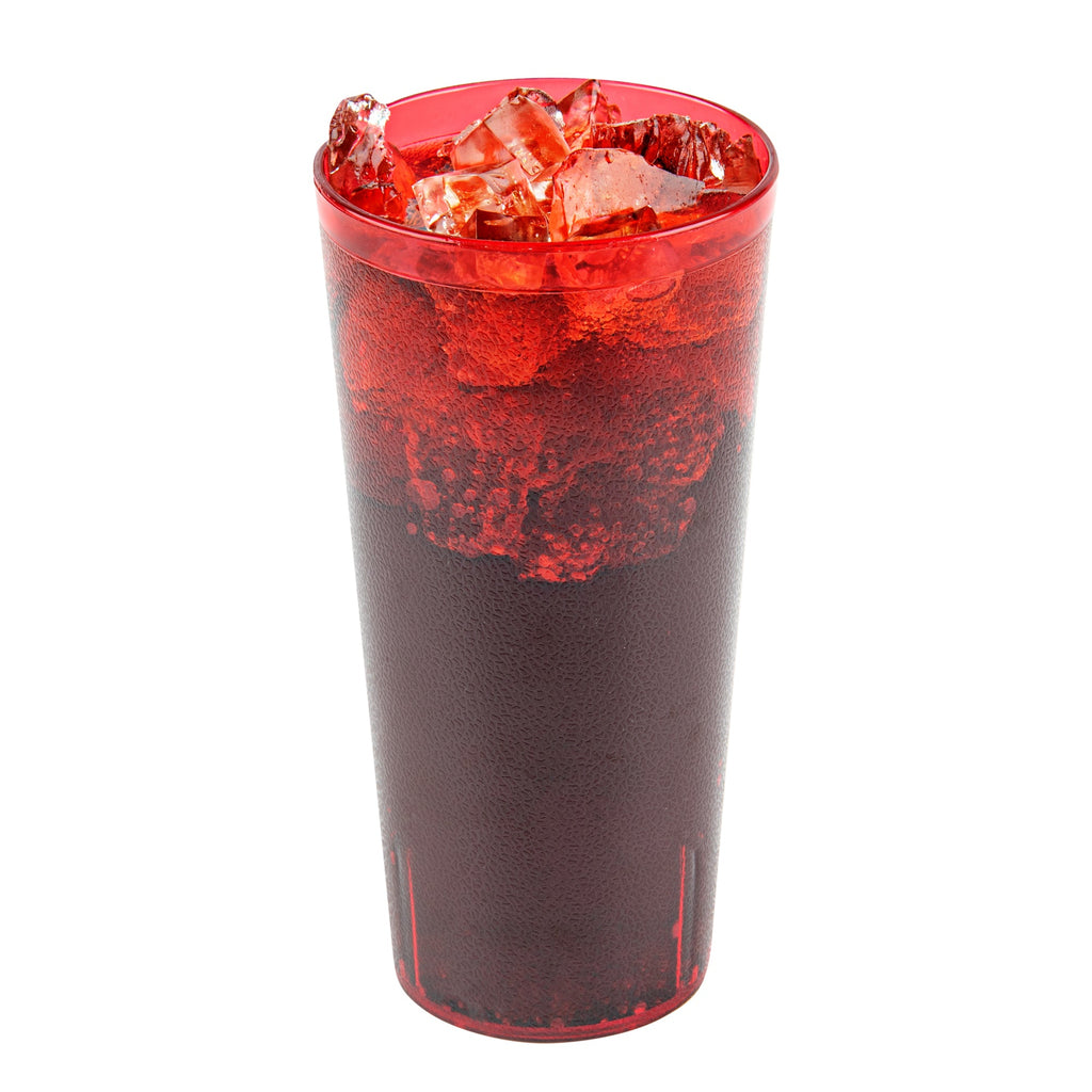 Bev Tek 24 oz Red SAN Plastic Tumbler - Pebbled - 3 1/2" x 3 1/2" x 7" - 50 count box