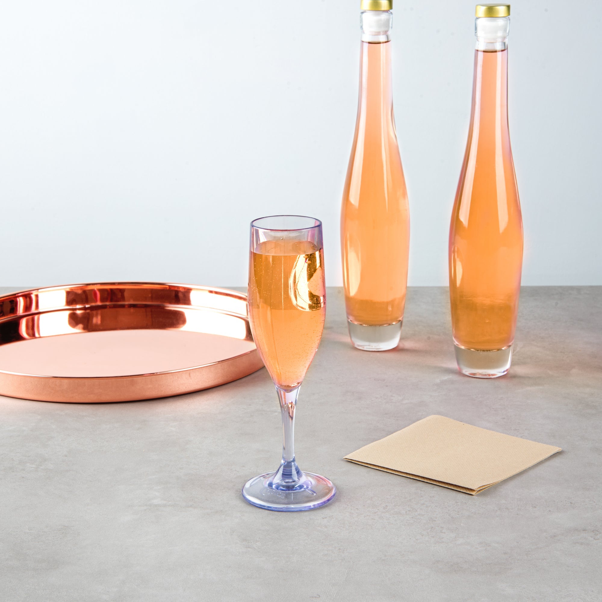 Bev Tek 6 oz Clear SAN Plastic Champagne Flute - 2" x 2" x 8" - 10 count box