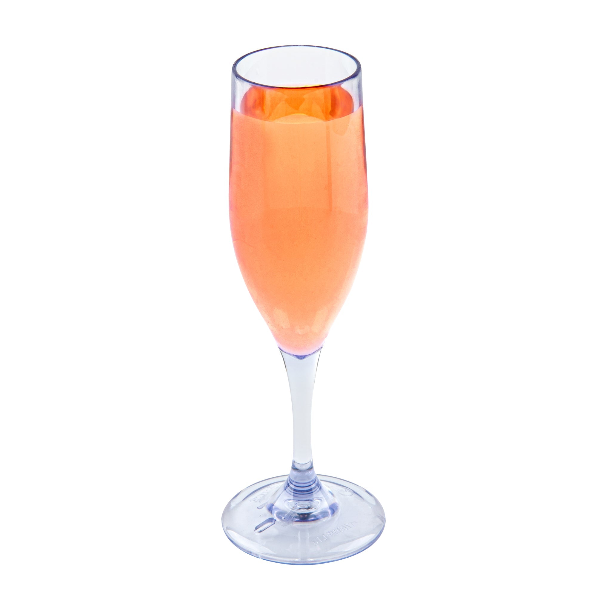 Bev Tek 6 oz Clear SAN Plastic Champagne Flute - 2" x 2" x 8" - 10 count box