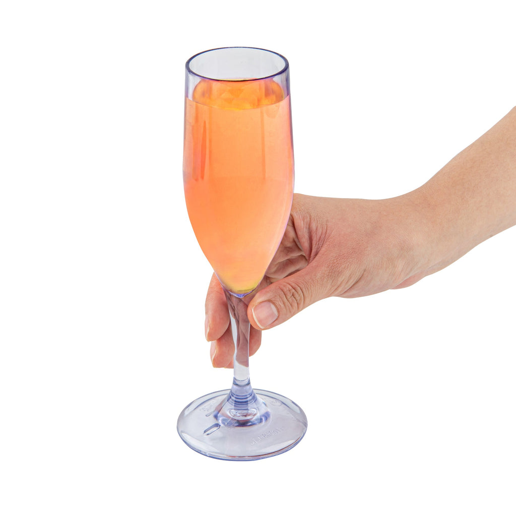 Bev Tek 6 oz Clear SAN Plastic Champagne Flute - 2" x 2" x 8" - 50 count box
