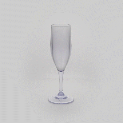 Bev Tek 6 oz Clear SAN Plastic Champagne Flute - 2" x 2" x 8" - 50 count box