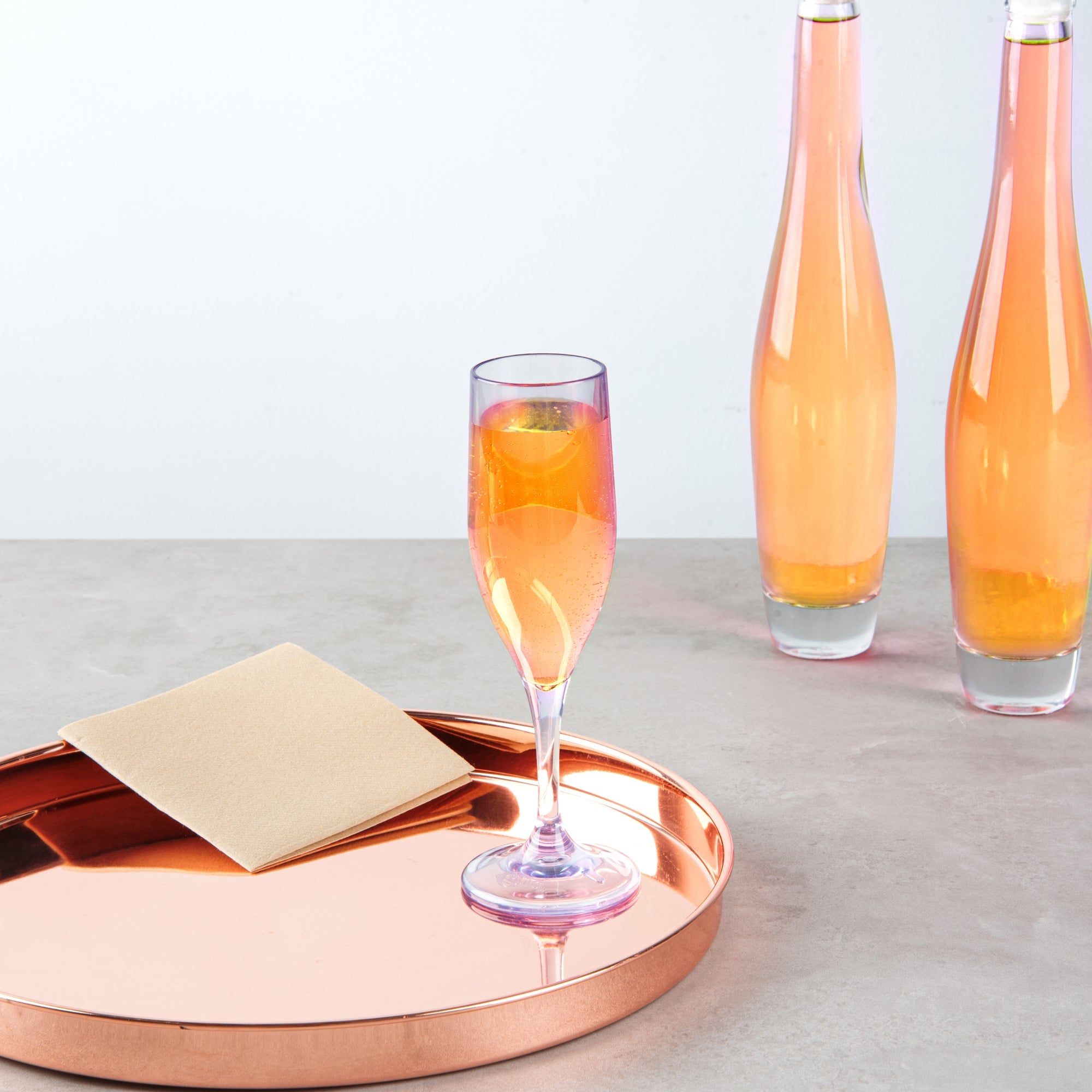 Bev Tek 6 oz Clear SAN Plastic Champagne Flute - 2" x 2" x 8" - 50 count box