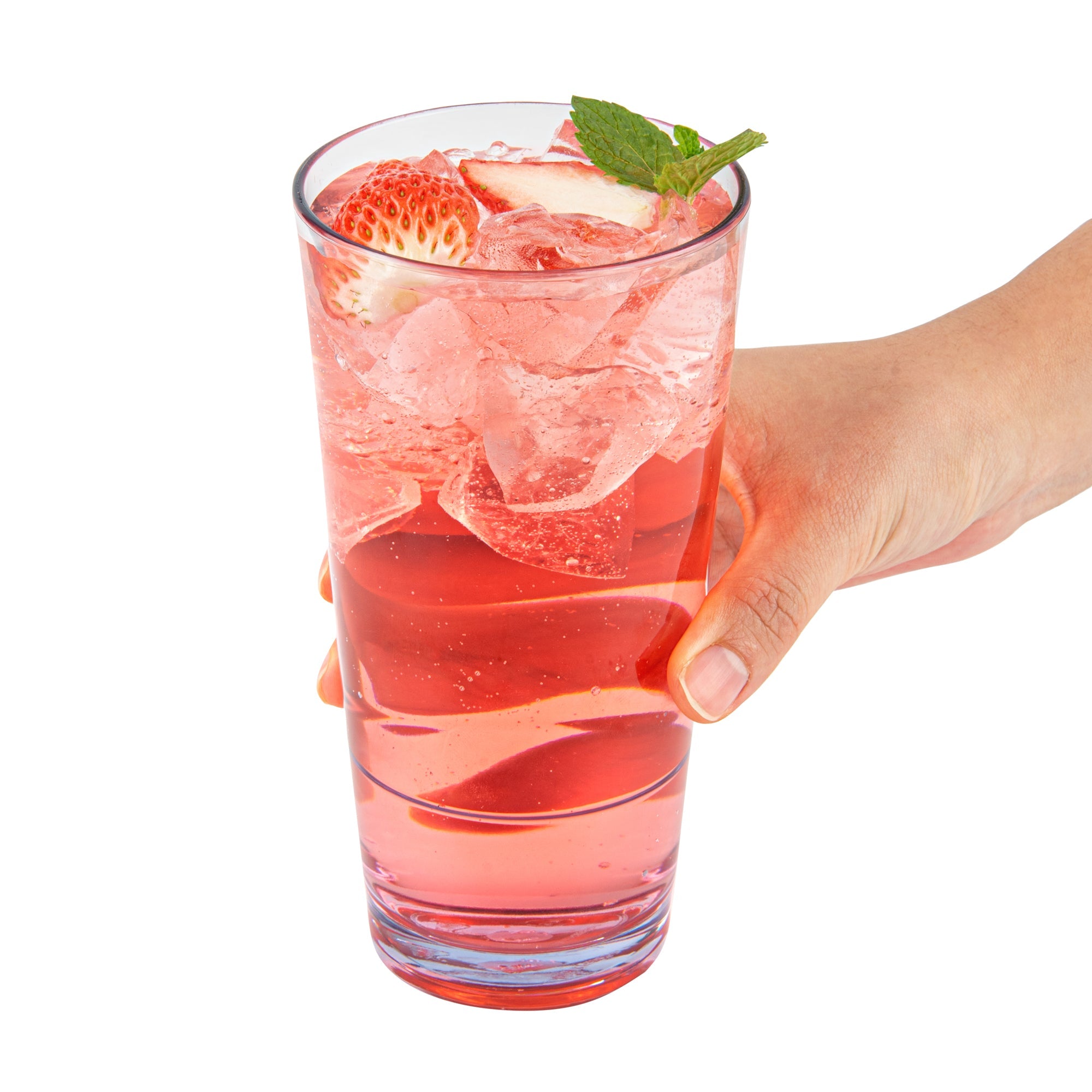 Bev Tek 20 oz Clear SAN Plastic Cooler Glass - 3 1/2" x 3 1/2" x 6 1/2" - 50 count box