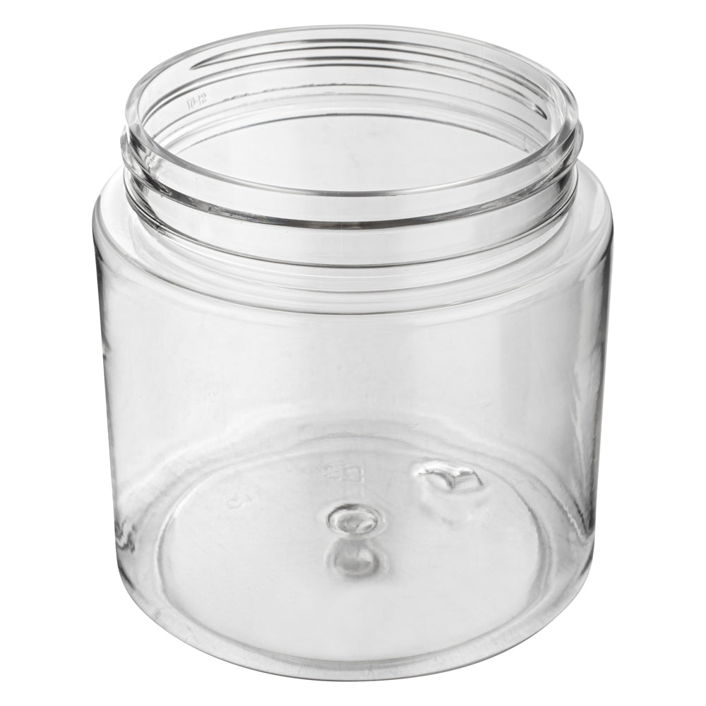 Chef 101 8 oz Round Clear Plastic Candy and Snack Jar - with Silver Aluminum Lid - 3" x 3" x 3" - 10 count box