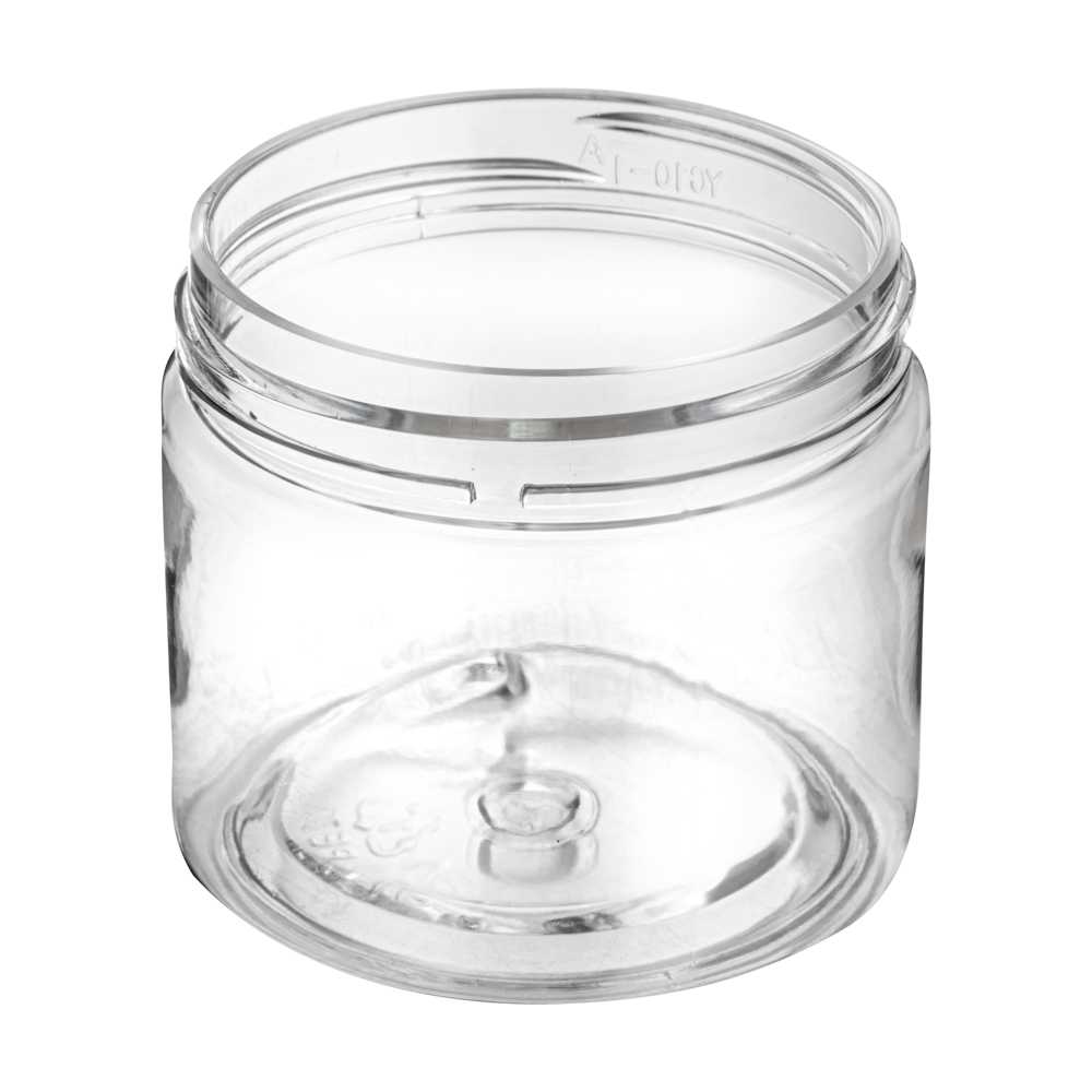 Chef 101 2 oz Round Clear Plastic Candy and Snack Jar - with Black Plastic Lid - 2" x 2" x 1 3/4" - 100 count box