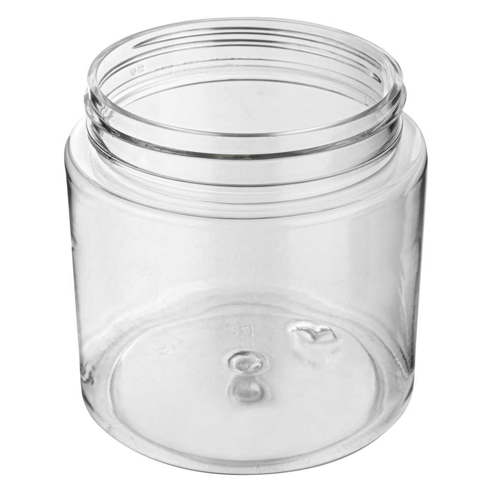 Chef 101 8 oz Round Clear Plastic Candy and Snack Jar - with Black Plastic Lid - 3" x 3" x 3" - 100 count box