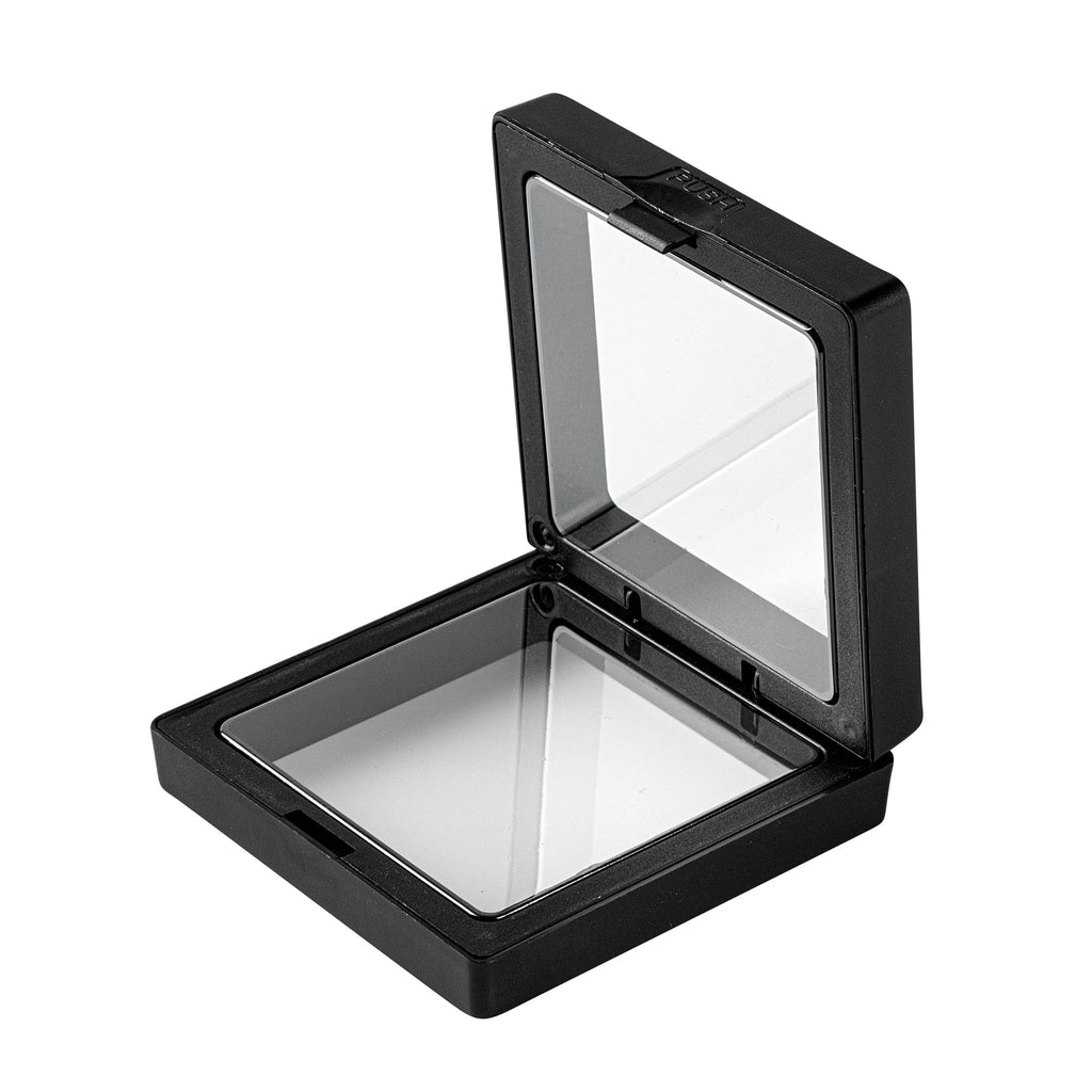 Display Tek Square Black Plastic 3D Floating Display Case - 2 3/4" x 2 3/4" x 3/4" - 10 count box