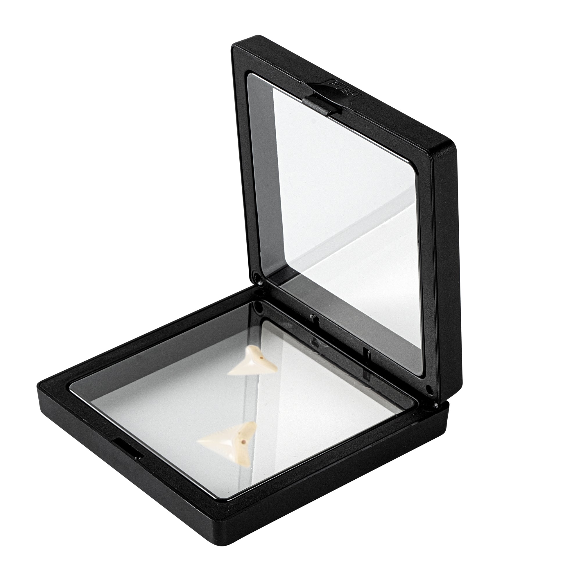 Display Tek Square Black Plastic 3D Floating Display Case - 3 1/2" x 3 1/2" x 3/4" - 10 count box