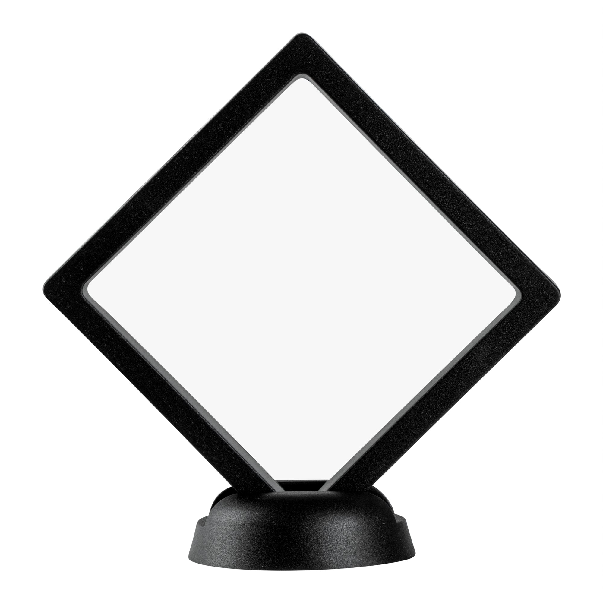 Display Tek Square Black Plastic 3D Floating Display Case - 3 1/2" x 3 1/2" x 3/4" - 10 count box