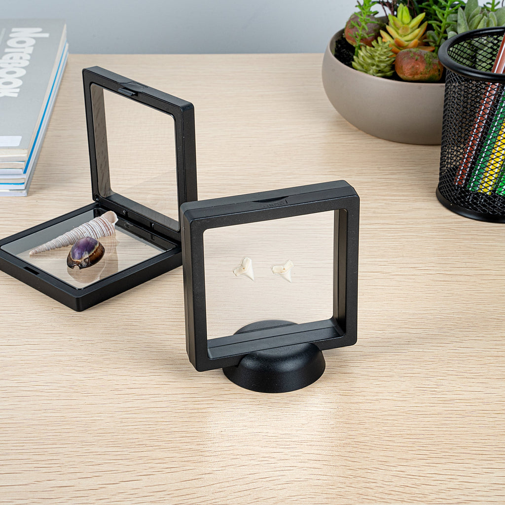 Display Tek Square Black Plastic 3D Floating Display Case - 3 1/2" x 3 1/2" x 3/4" - 10 count box