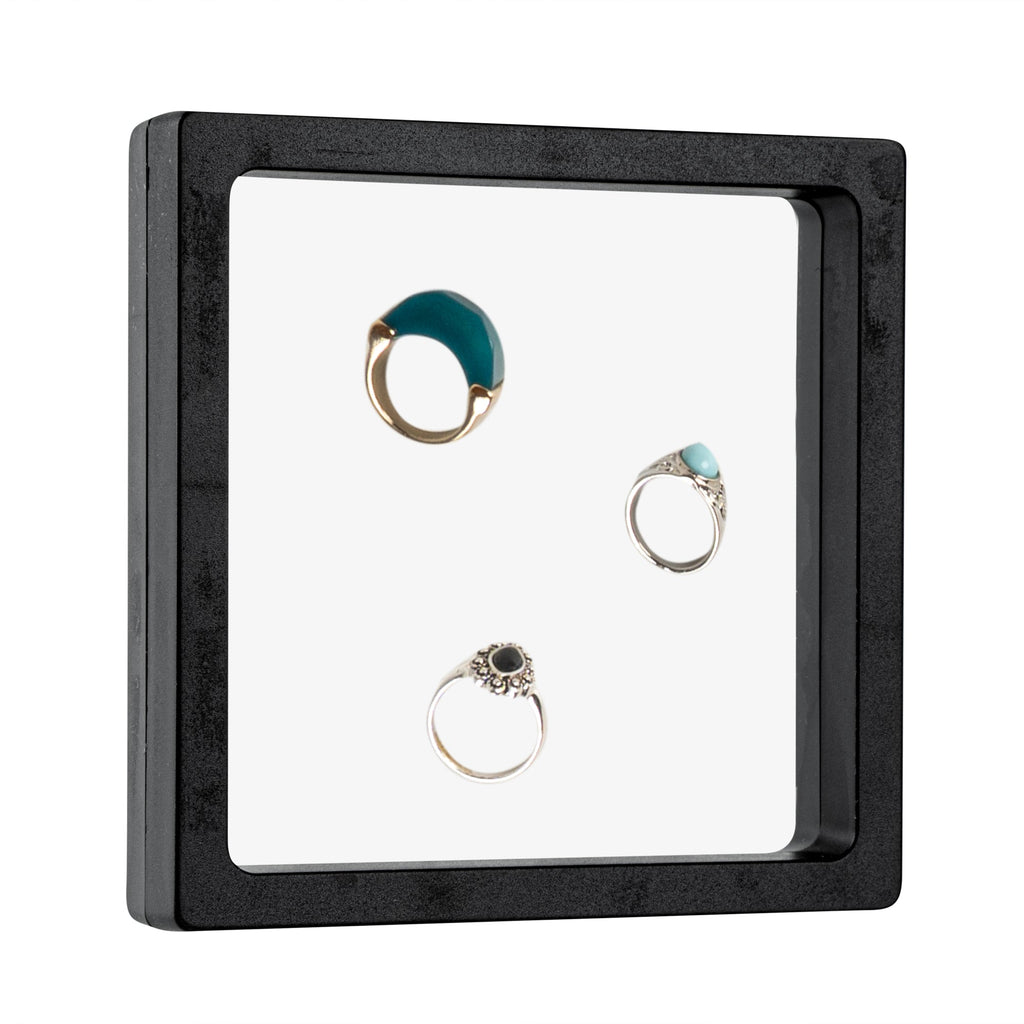 Display Tek Square Black Plastic 3D Floating Display Case - 4 1/4" x 4 1/4" x 3/4" - 10 count box