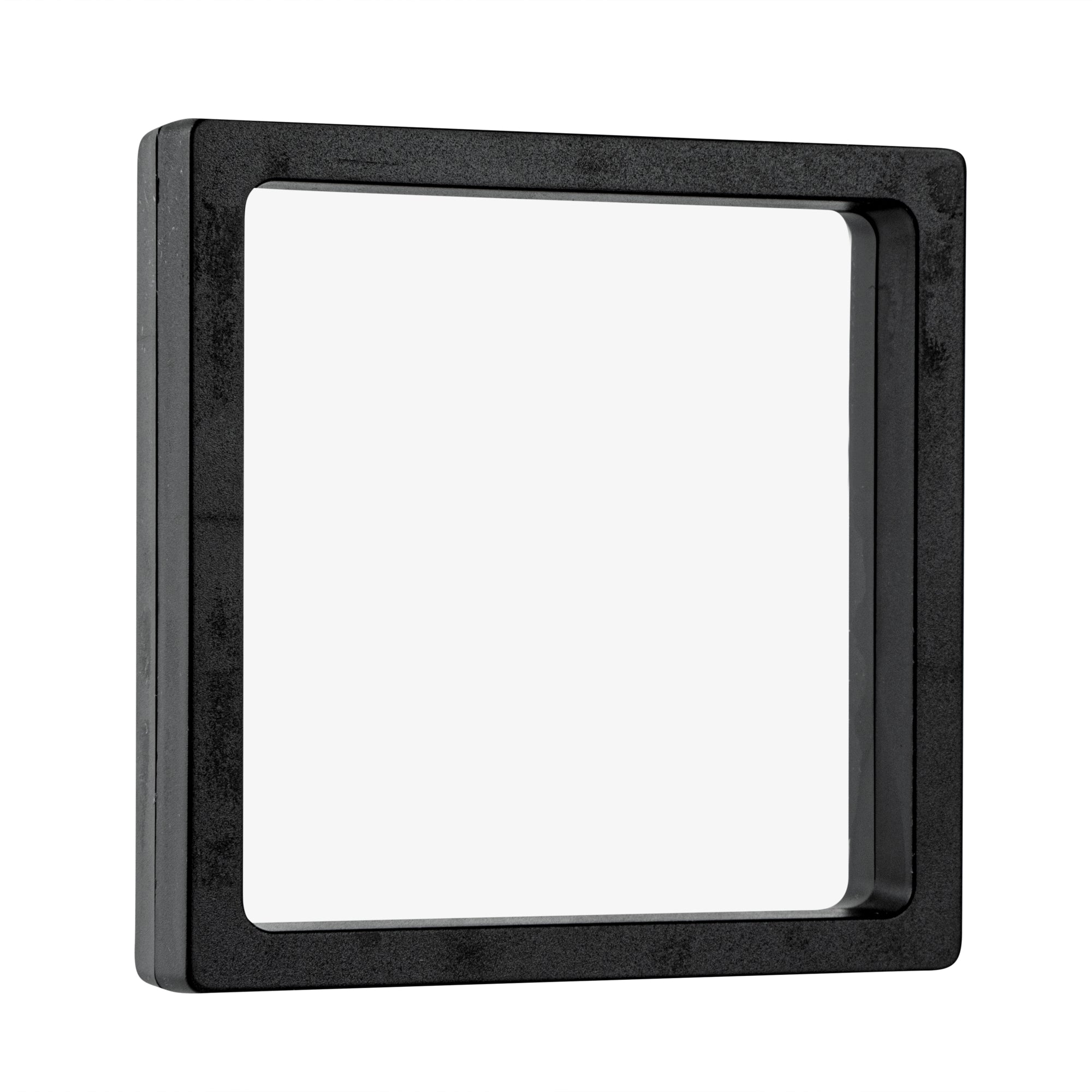 Display Tek Square Black Plastic 3D Floating Display Case - 4 1/4" x 4 1/4" x 3/4" - 10 count box