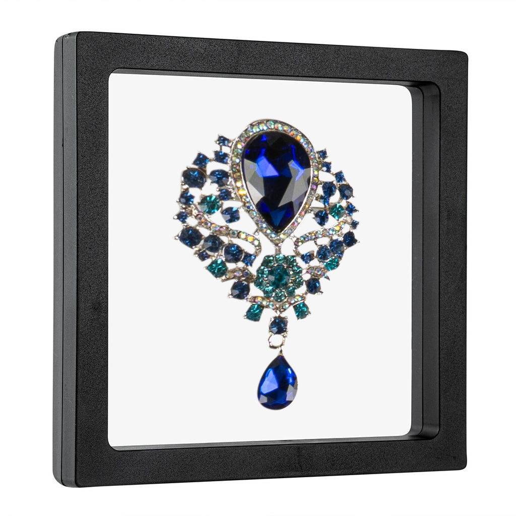 Display Tek Square Black Plastic 3D Floating Display Case - 5 1/2" x 5 1/2" x 3/4" - 10 count box