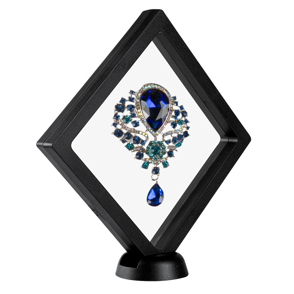 Display Tek Square Black Plastic 3D Floating Display Case - 5 1/2" x 5 1/2" x 3/4" - 10 count box