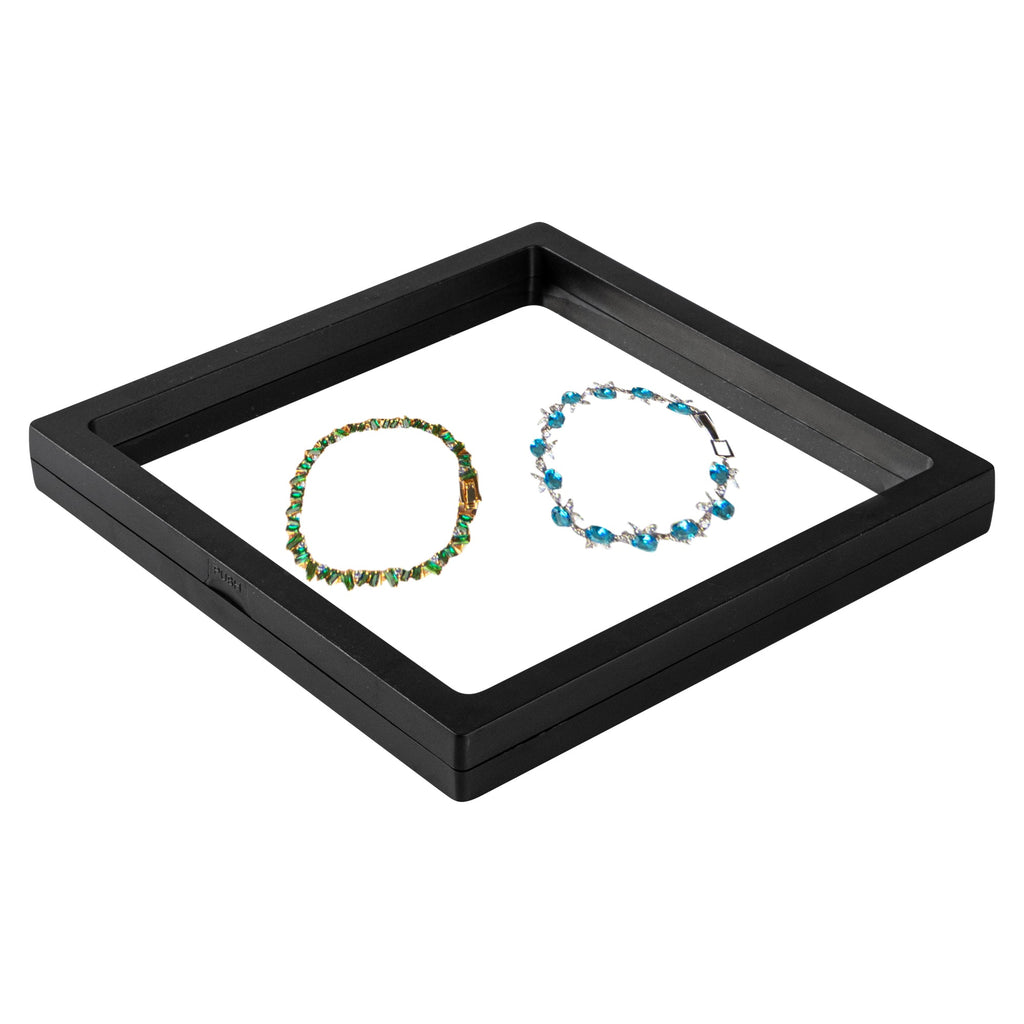 Display Tek Square Black Plastic 3D Floating Display Case - 7" x 7" x 3/4" - 10 count box