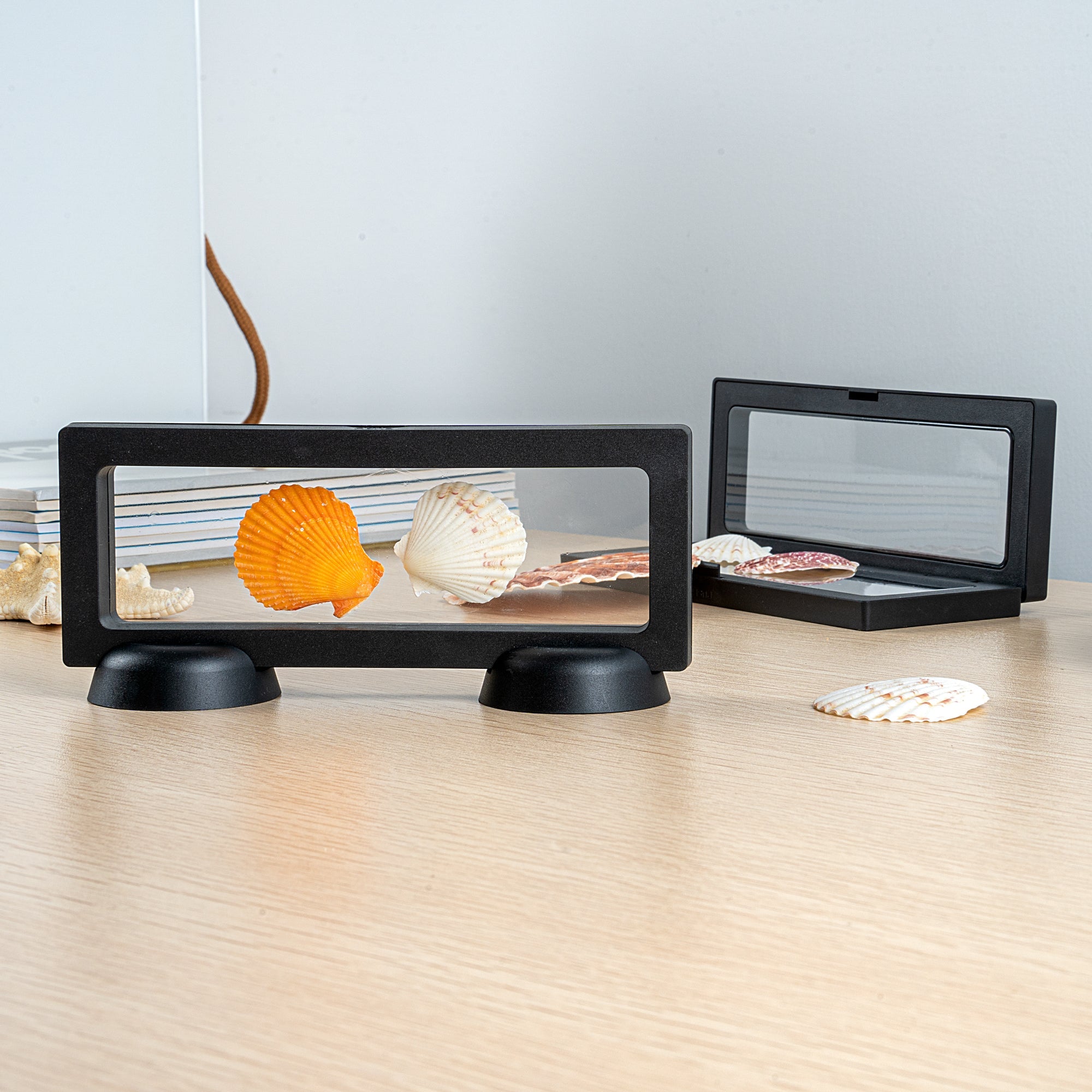 Display Tek Rectangle Black Plastic 3D Floating Display Case - 7" x 2 3/4" x 3/4" - 10 count box
