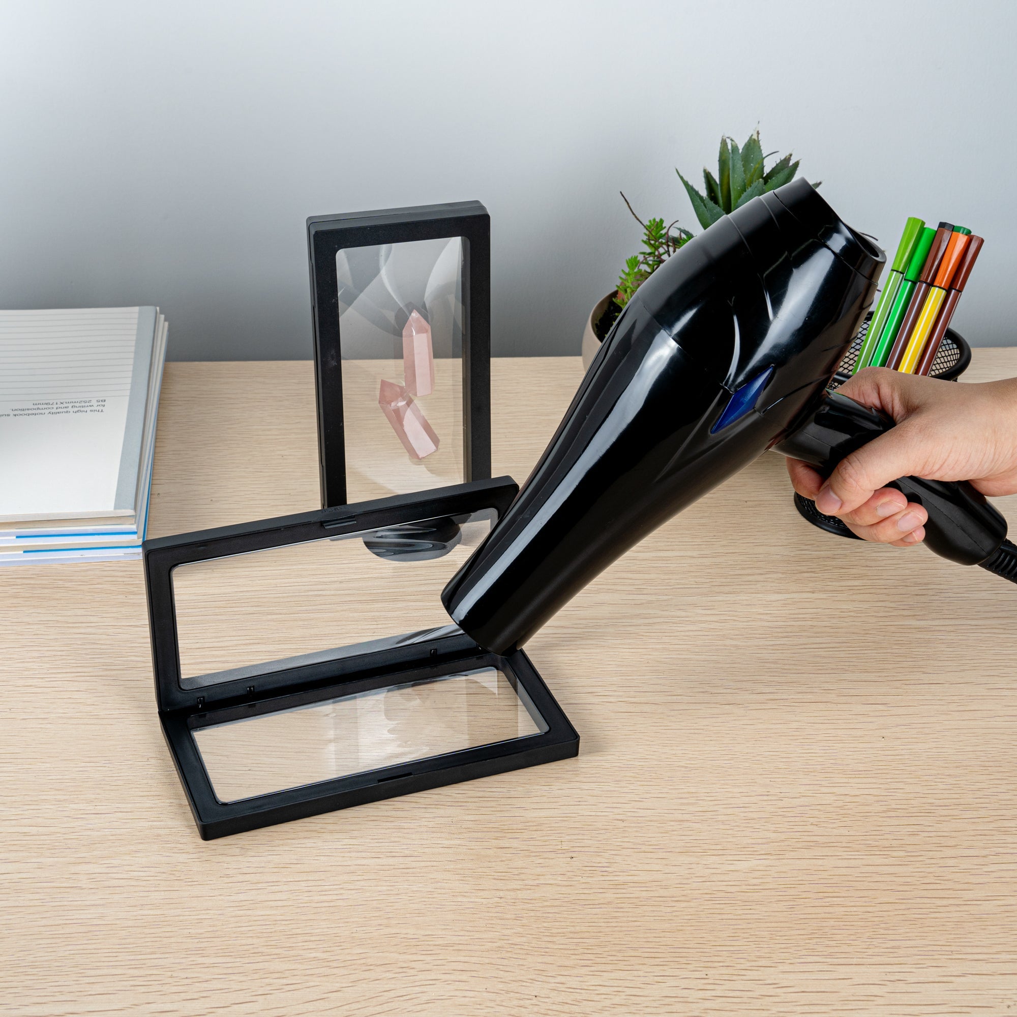 Display Tek Rectangle Black Plastic 3D Floating Display Case - 7" x 3 1/2" x 3/4" - 10 count box