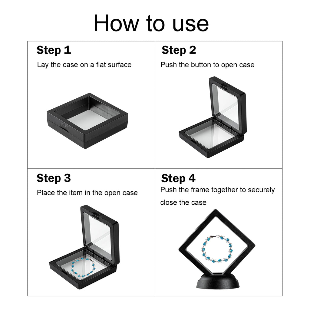 Display Tek Rectangle Black Plastic 3D Floating Display Case - 9" x 2 3/4" x 3/4" - 10 count box