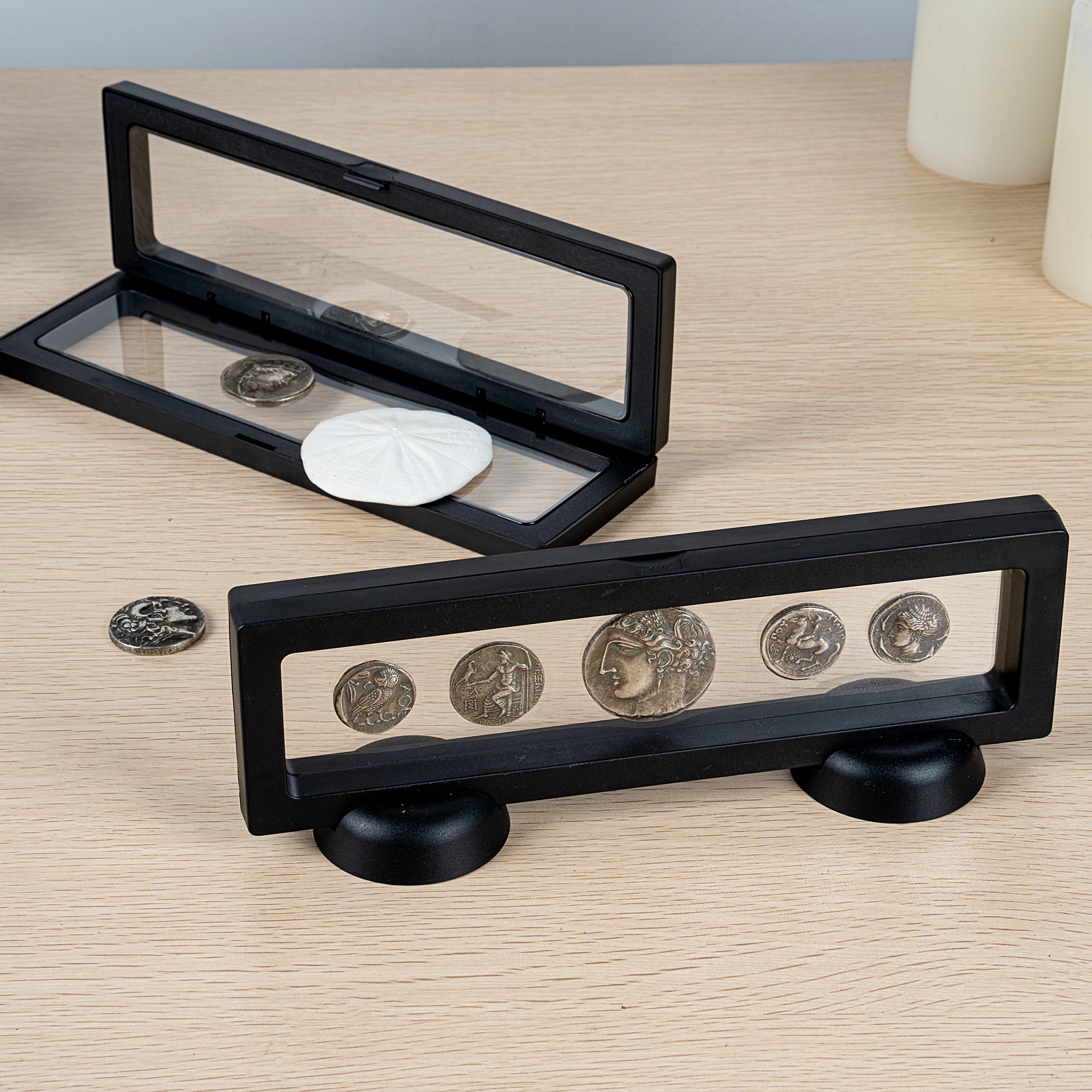 Display Tek Rectangle Black Plastic 3D Floating Display Case - 9" x 2 3/4" x 3/4" - 10 count box