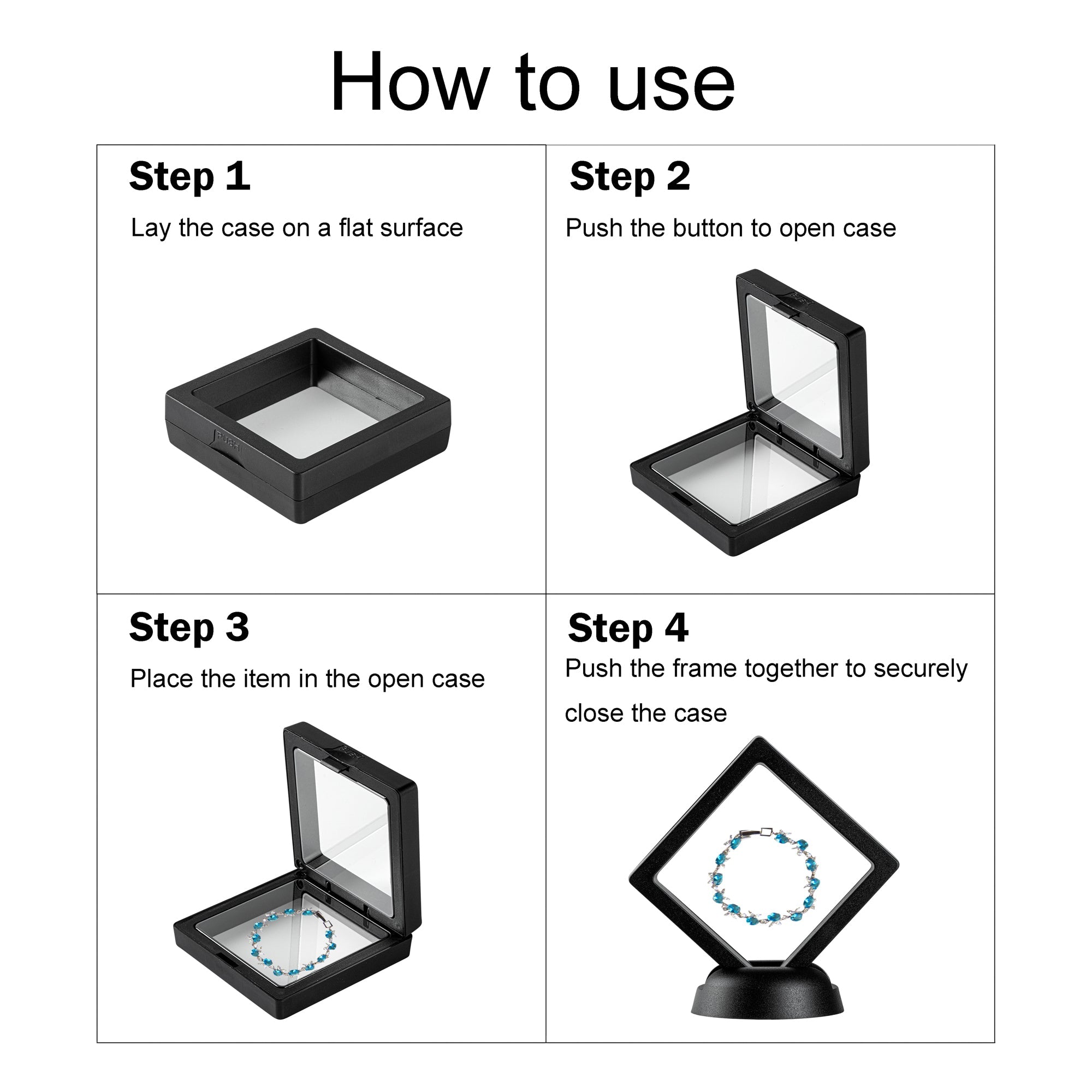 Display Tek Rectangle Black Plastic 3D Floating Display Case - 9" x 3 1/2" x 3/4" - 10 count box