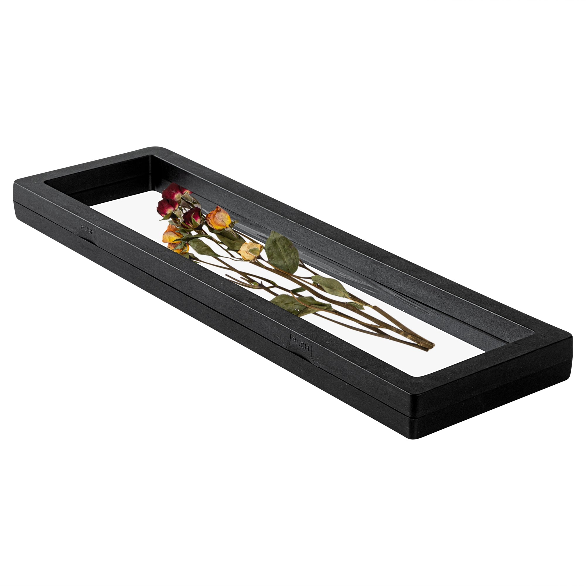 Display Tek Rectangle Black Plastic 3D Floating Display Case - 11 3/4" x 3 1/2" x 3/4" - 10 count box