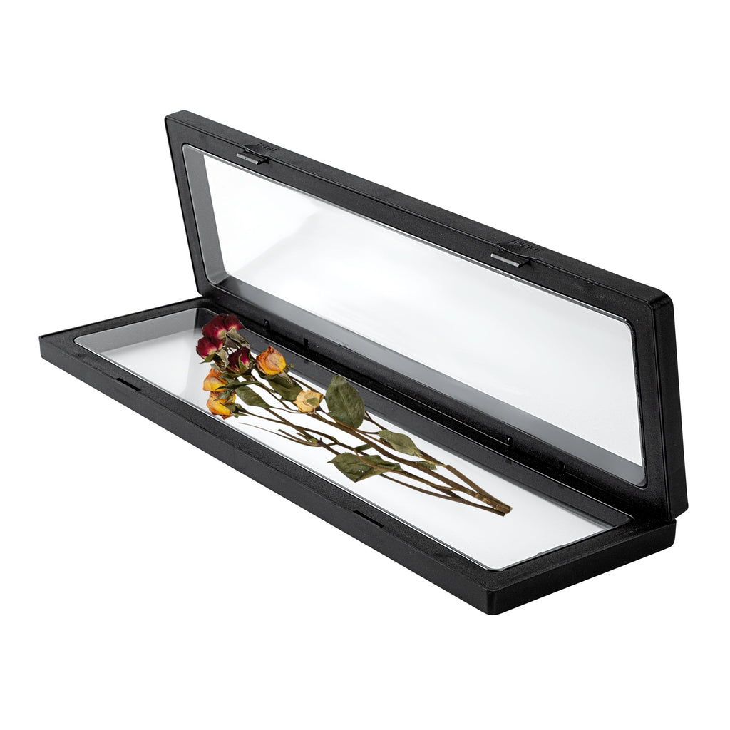 Display Tek Rectangle Black Plastic 3D Floating Display Case - 11 3/4" x 3 1/2" x 3/4" - 10 count box