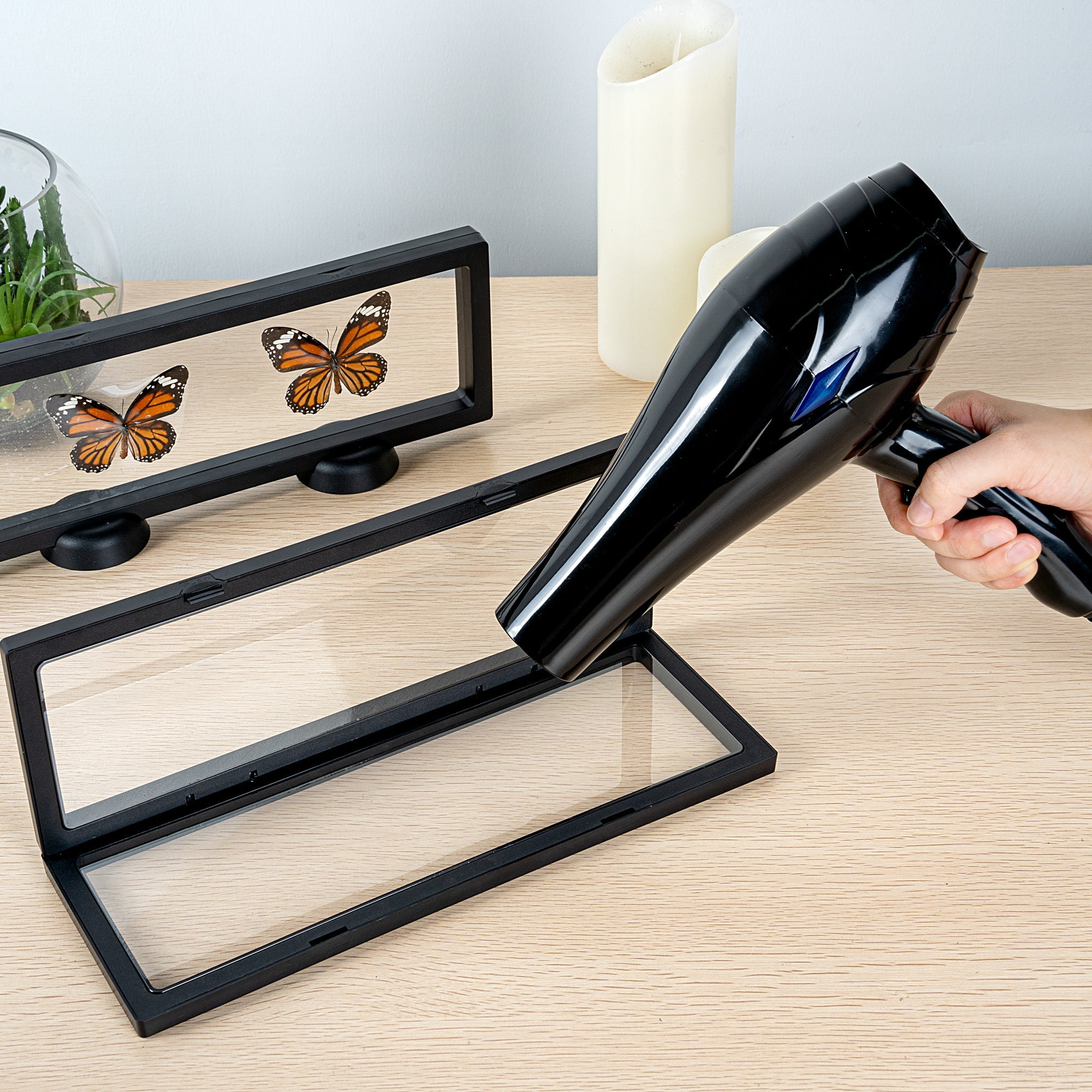 Display Tek Rectangle Black Plastic 3D Floating Display Case - 11 3/4" x 4 1/4" x 3/4" - 10 count box