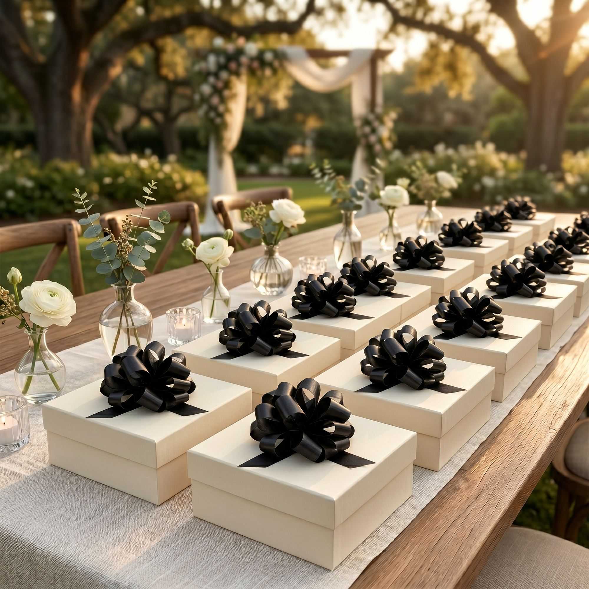 Gift Tek Black Plastic Flora Satin Pull Bow - 5 1/2" - 10 count box