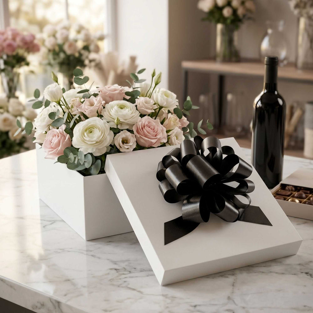 Gift Tek Black Plastic Flora Satin Pull Bow - 5 1/2" - 1000 count box