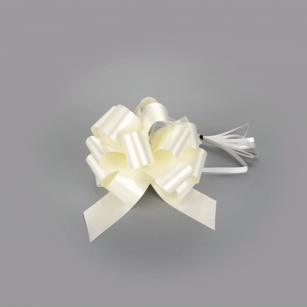 Gift Tek Cream Plastic Flora Satin Pull Bow - 5 1/2" - 10 count box