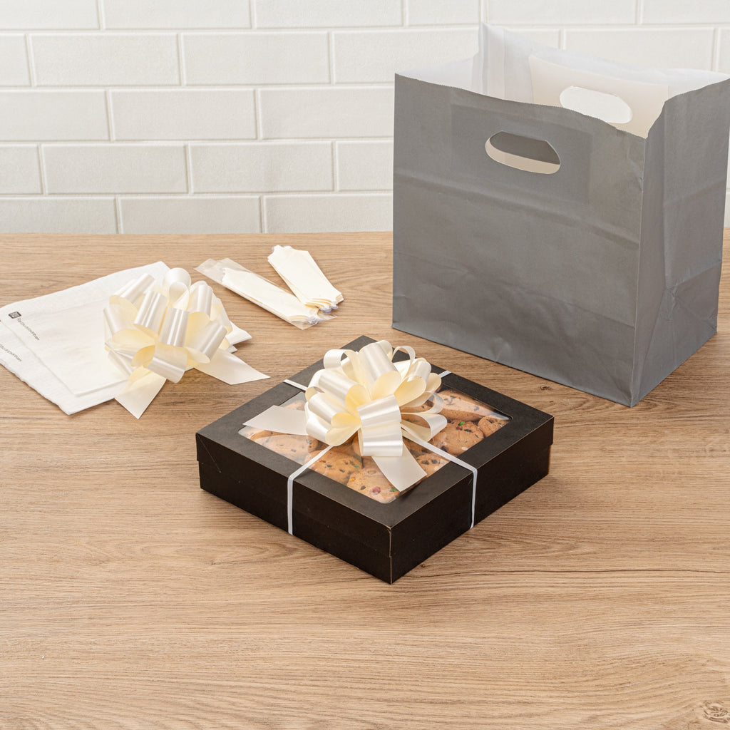 Gift Tek Cream Plastic Flora Satin Pull Bow - 5 1/2" - 1000 count box