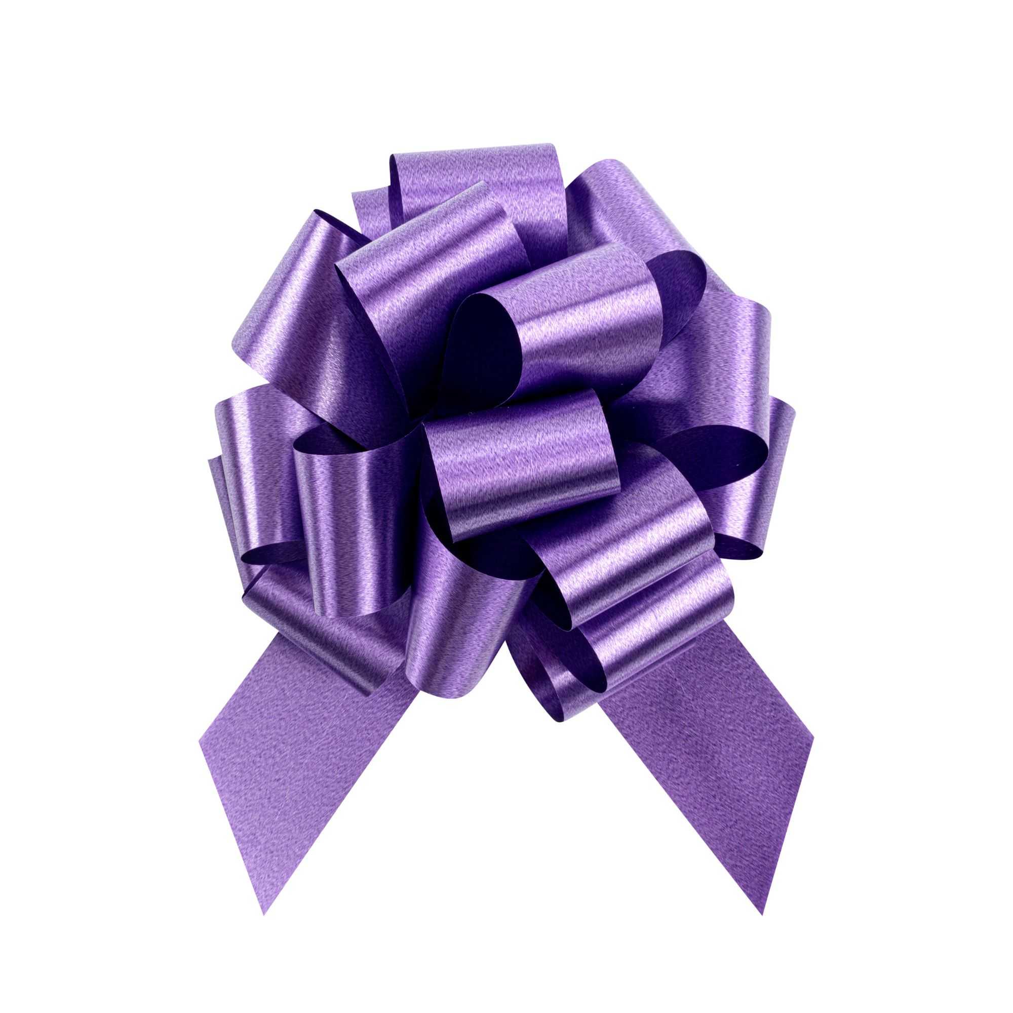 Gift Tek Purple Plastic Flora Satin Pull Bow - 5 1/2" - 10 count box